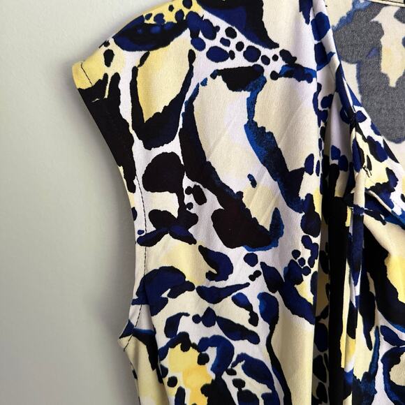Liz Claiborne Leopard Print Blouse Petite Small, Blue, Yellow, Black - Picture 4 of 6